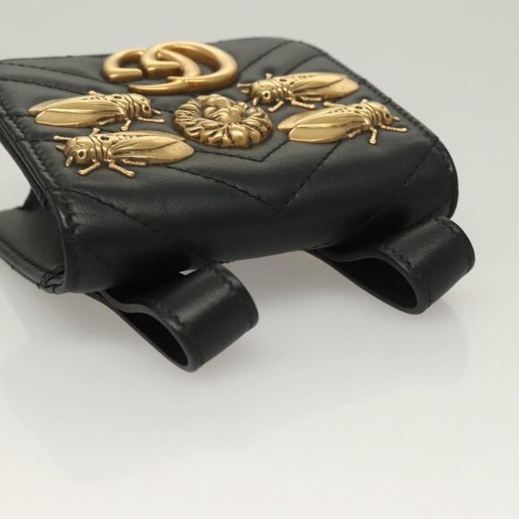 GUCCI Waist Pouch Leather Black Gold 488417 0416 Auth sw1265 - Picture 7 of 16